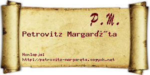 Petrovitz Margaréta névjegykártya